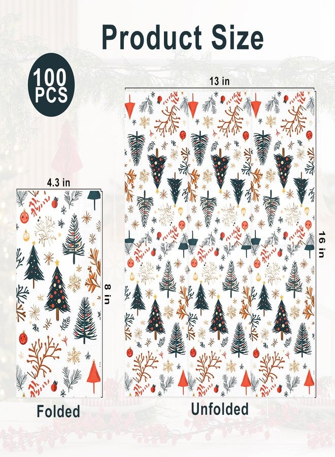Tbsone 100-Pack Christmas Paper Napkins Disposable: Guest Dinner Hand Towels, Xmas Trees Design for Table Decor, Bathroom, Home, Kitchen, Holiday, Cocktail Party - Image 2